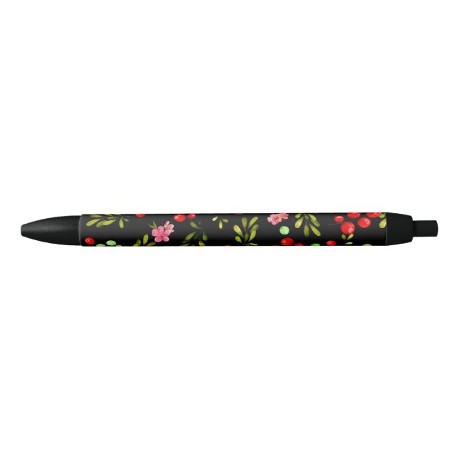 Berries Pattern Black Ink Pen (Front)
