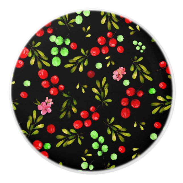 Berries Pattern Ceramic Knob (Front)