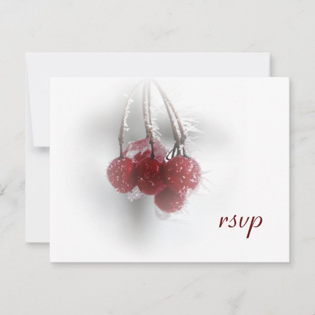 Berries rouges Frosty Mariage d'hiver RSVP (Devant)