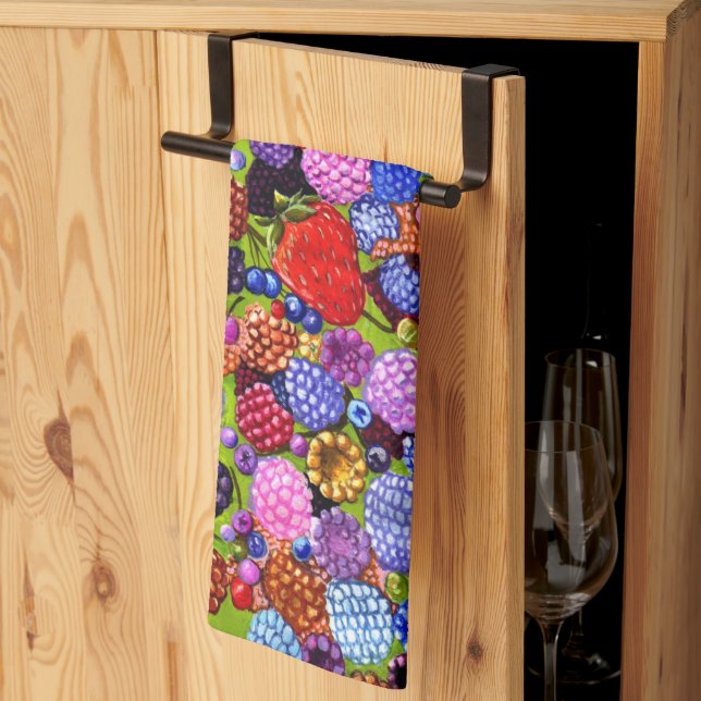 Berries Strawberries Blueberries Raspberries large Kitchen Towel (Thirds Fold)
