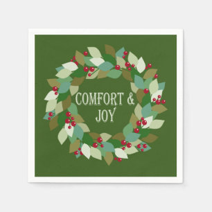 Berries Wreath Holiday Comfort & Joy Napkin