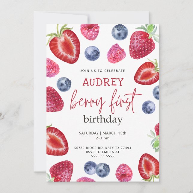Berry 1er Anniversaire Invitation Berry Premier An (Devant)