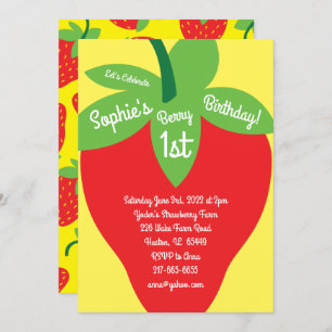 Berry 1er Anniversaire Mod Strawberry Invitations