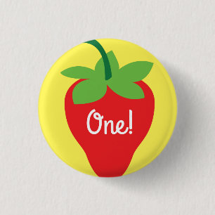 Berry 1st Birthday Cute Strawberry Colourful Mod 1 Inch Round Button