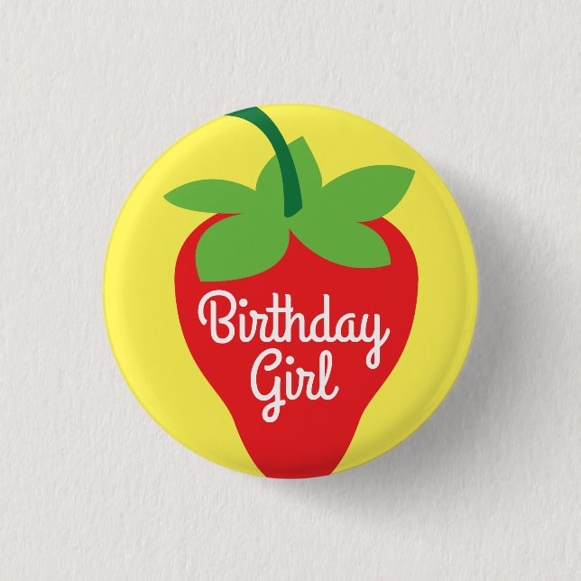 Berry 1st Birthday Cute Strawberry Colourful Mod 1 Inch Round Button (Front)
