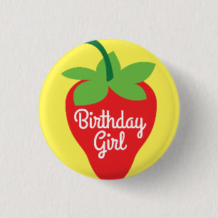 Berry 1st Birthday Cute Strawberry Colourful Mod 1 Inch Round Button