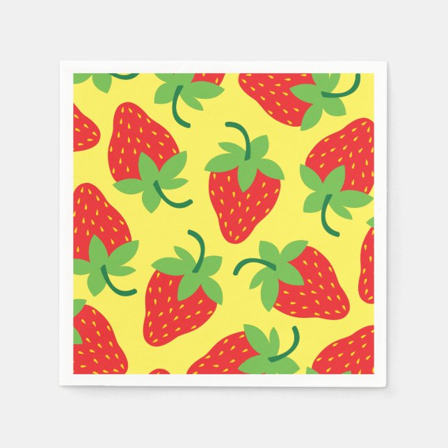 Berry 1st Birthday Cute Strawberry Colourful Mod Napkin (Front)