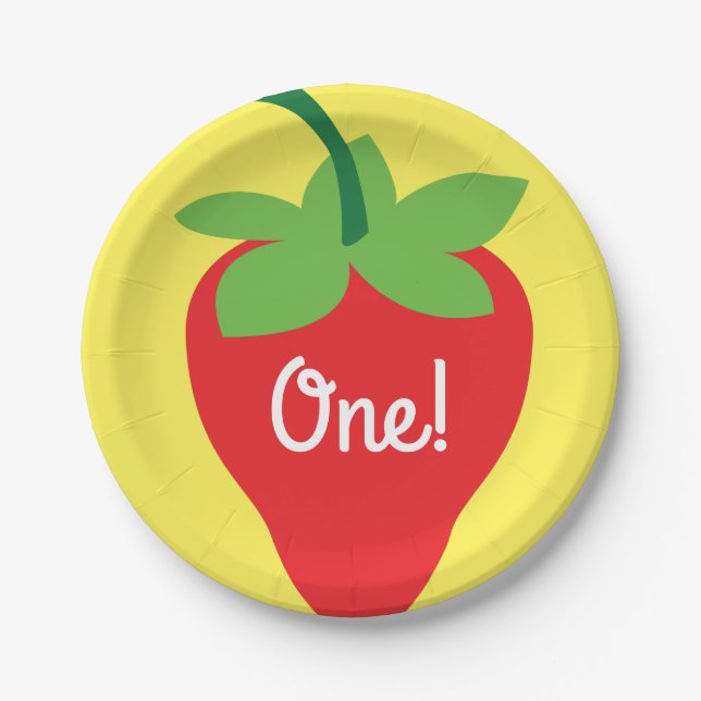 Berry 1st Birthday Cute Strawberry Colourful Mod Paper Plate (Front)