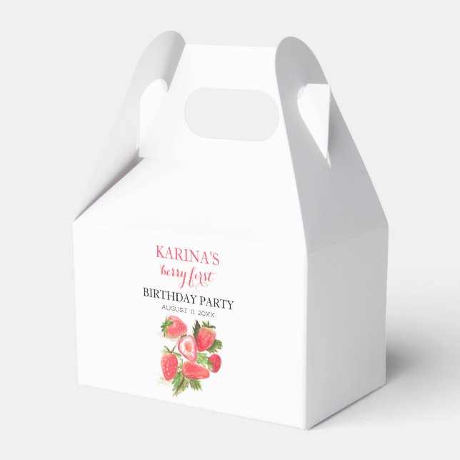 Berry 1st Birthday Party Strawberry fruit Summer Favor Box (Front Side)