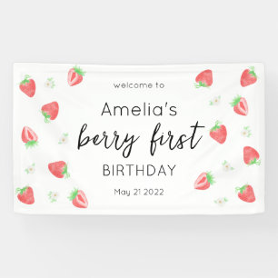 Berry 1st Birthday   Strawberry First Banner