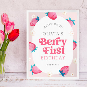 Berry 1st Birthday Strawberry First Birthday Party Poster