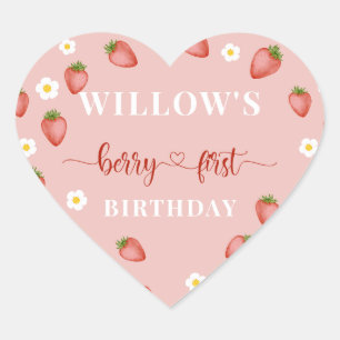 Berry 1st Birthday Strawberry Themed Stickers
