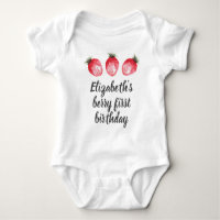 Berry 1st Birthday Strawberry Watercolor Baby Body