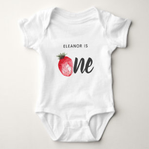 Berry 1st Birthday Strawberry Watercolor Baby Bodysuit