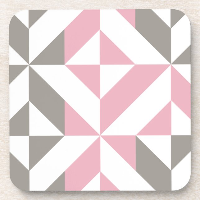 Berry and Silver Geometric ZigZag Coaster (Front)