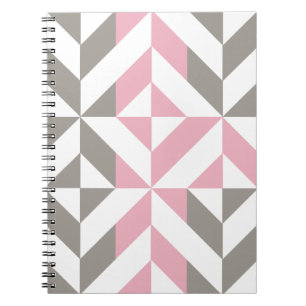 Berry and Silver Geometric ZigZag Notebook