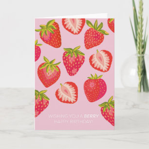 Berry aux fraises roses Bonne carte d'anniversaire
