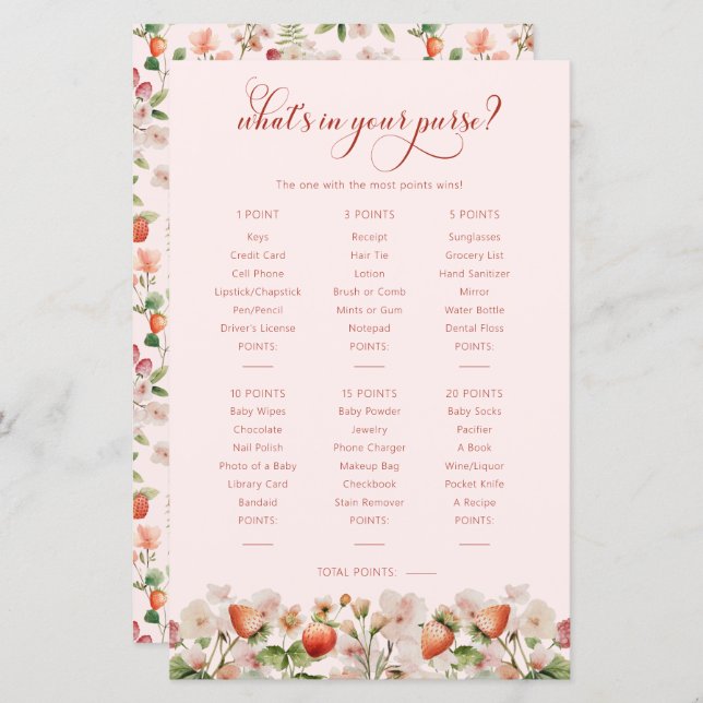 Berry Baby Shower Game (Front/Back)