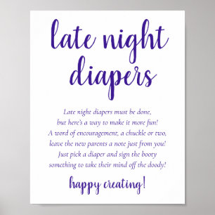 Berry Baby Shower   Magenta Late Night Diapers Poster