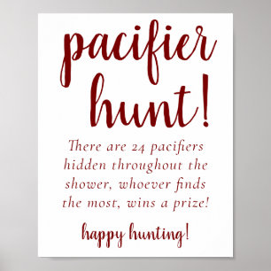 Berry Baby Shower   Magenta Pacifier Hunt Sign