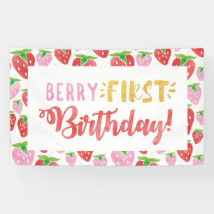 Berry Bannière d'anniversaire Red Pink Strawberry