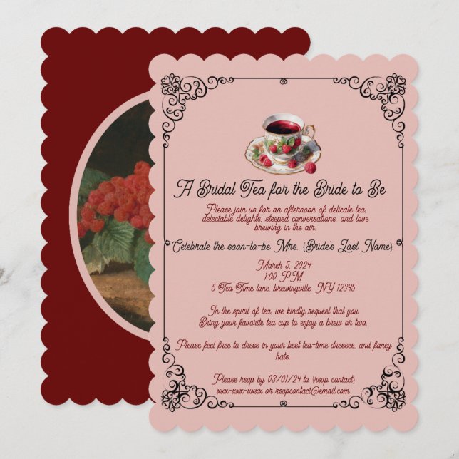 Berry Beautiful Bridal Shower Tea Time Invitation (Front/Back)