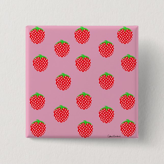 Berry Beautiful Summer 2 Inch Square Button (Front)