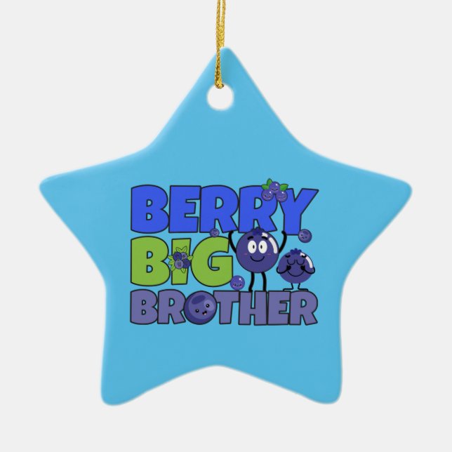 Berry Big Brother - Sibling Blueberry Pun Ceramic Ornament (Front)