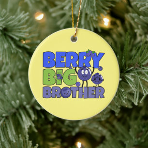 Berry Big Brother - Sibling Blueberry Pun Ceramic Ornament