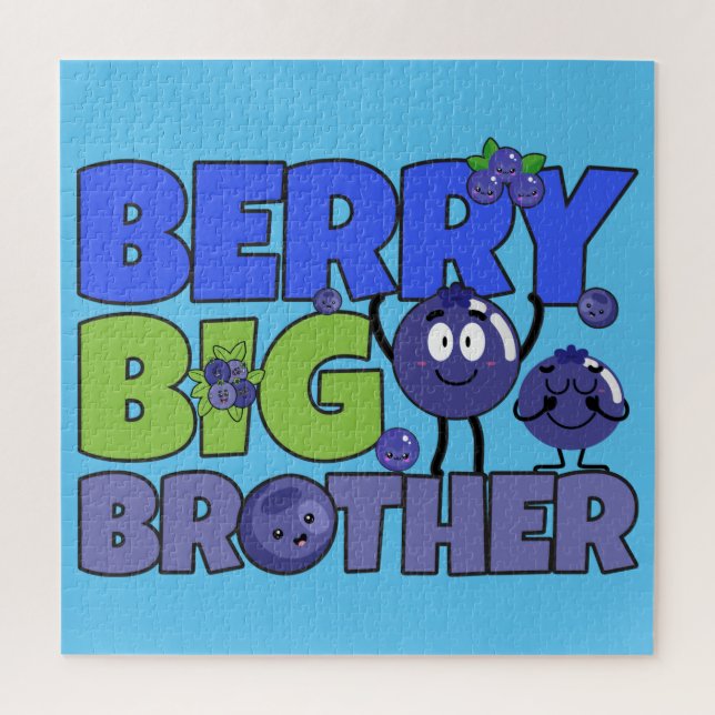Berry Big Brother - Sibling Blueberry Pun Jigsaw Puzzle (Vertical)