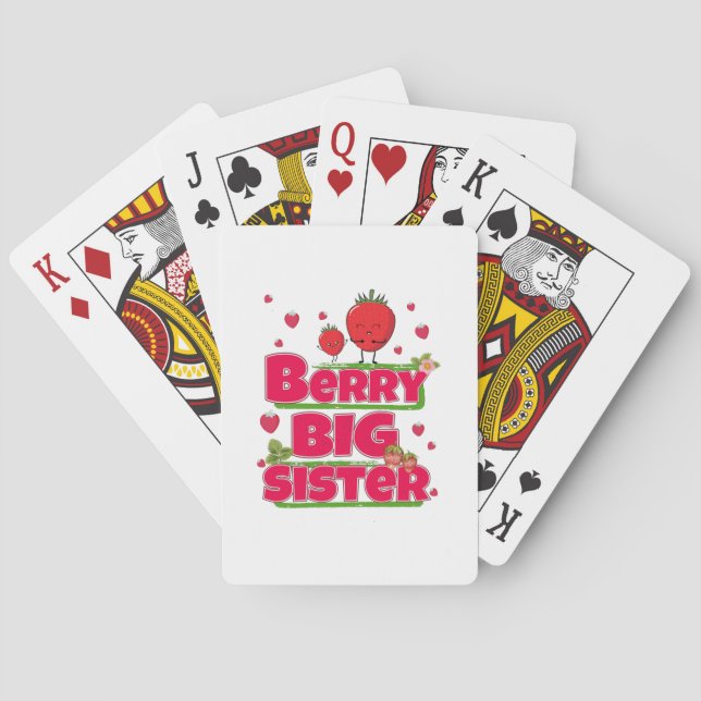 Berry Big Sister - Cute Strawberry Pun Playing Cards (Back)