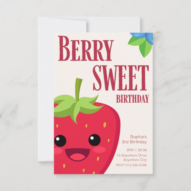 Berry Birthday Strawberry Party Invitation (Front)