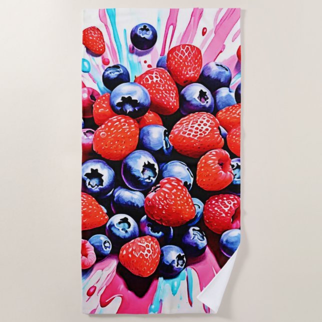 Berry Blast: Fruity Fun Beach Towel (Front)