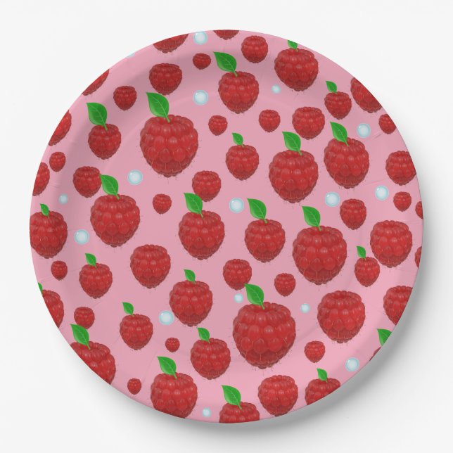 Berry Bliss Bash: Raspberry's First Party Theme Paper Plate (Front)