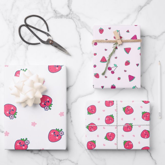 Berry Bliss Wrapping Paper Set - Sweet and Fun  (Front)