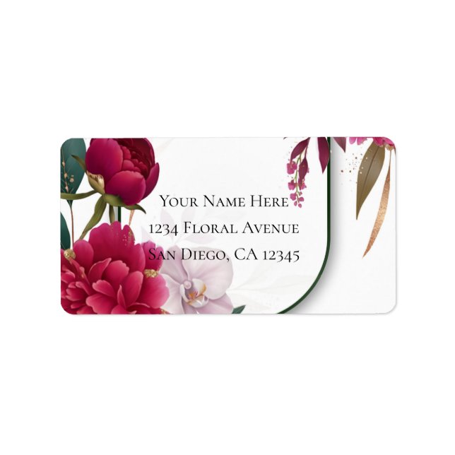 Berry Bloom Garden Floral Glam Wedding  Label (Front)