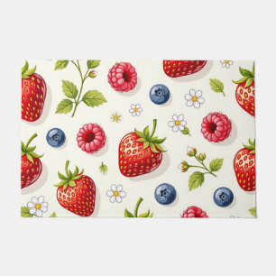 Berry Blossom Pattern Fresh Summer Fruits Doormat
