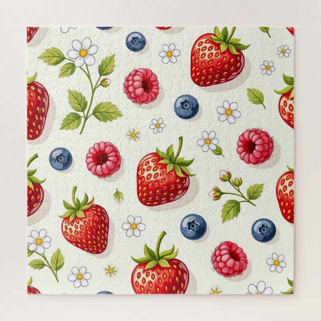Berry Blossom Pattern Fresh Summer Fruits Jigsaw Puzzle (Vertical)