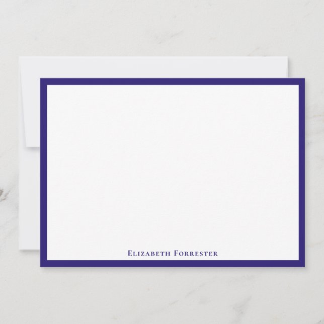 Berry Blue Elegant Modern Flat Note Card (Front)