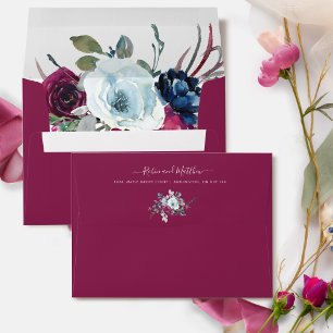 Berry, Blue et Bourgogne Floral, Enveloppe Berry