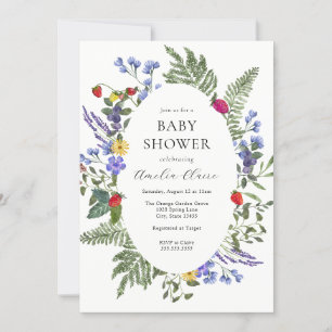 Berry Boho Wildflower Baby Shower Invitation
