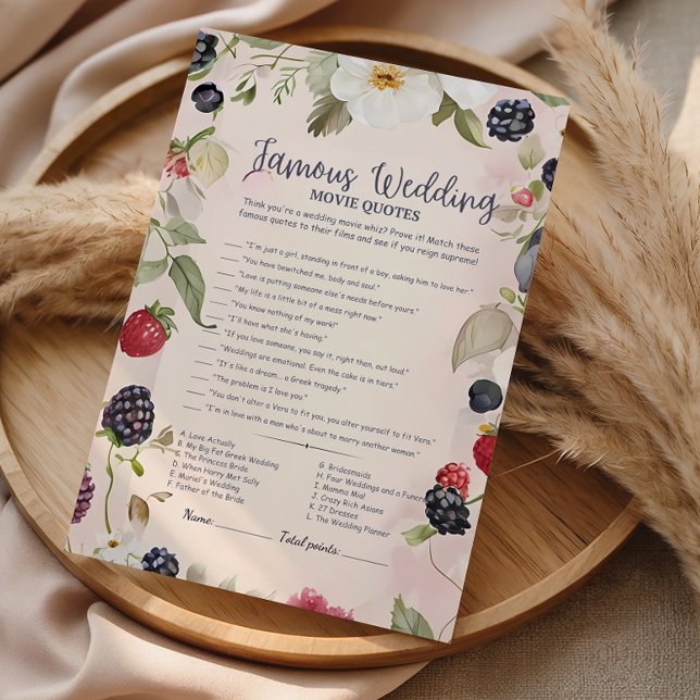 Berry Botanical Wedding Movie Quotes Game (Creator Uploaded)