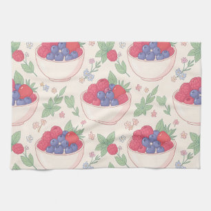 Berry Bowl Pattern Pastel Kitchen Towel