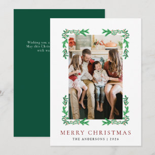 Berry Branch Frame Christmas Family 1 Photo Holiday Card
