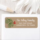 Berry Branch Kraft Holiday Return Address Labels