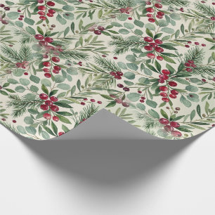 Berry Branches Botanical Foliage Wrapping Paper