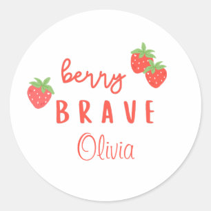 berry brave childhood cancer sick kids custom name classic round sticker