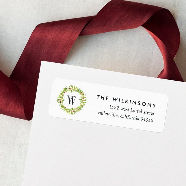 Berry & Bright | Holiday Monogram Return Address (Creator Uploaded)