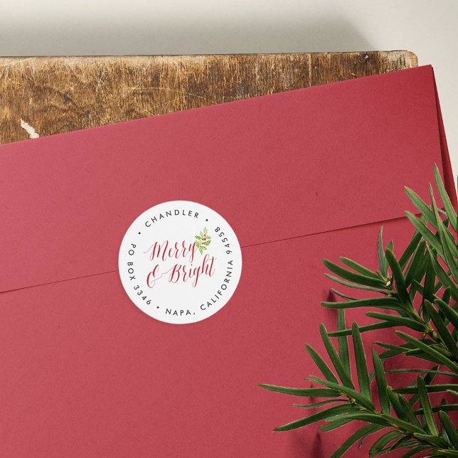 Berry & Bright | Holiday Return Address Classic Round Sticker (Creator Uploaded)