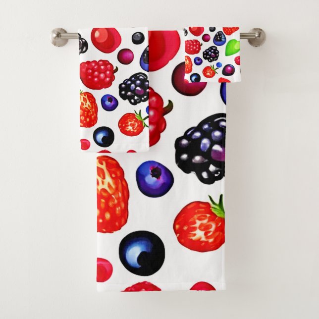Berry Burst: Fruity Pattern Bath Towel Set (Insitu)